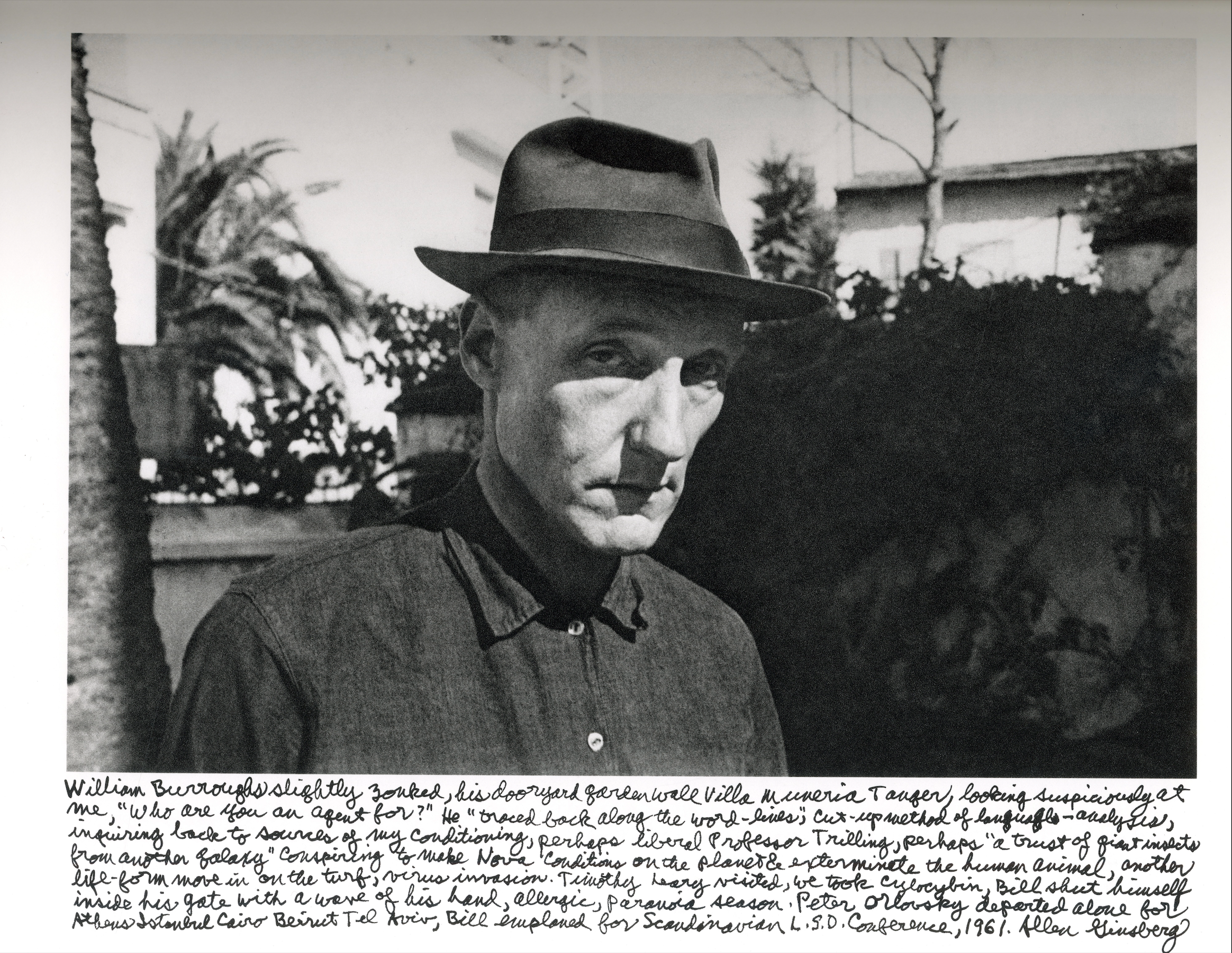 William S Burroughs photographed by Allen Ginsberg.