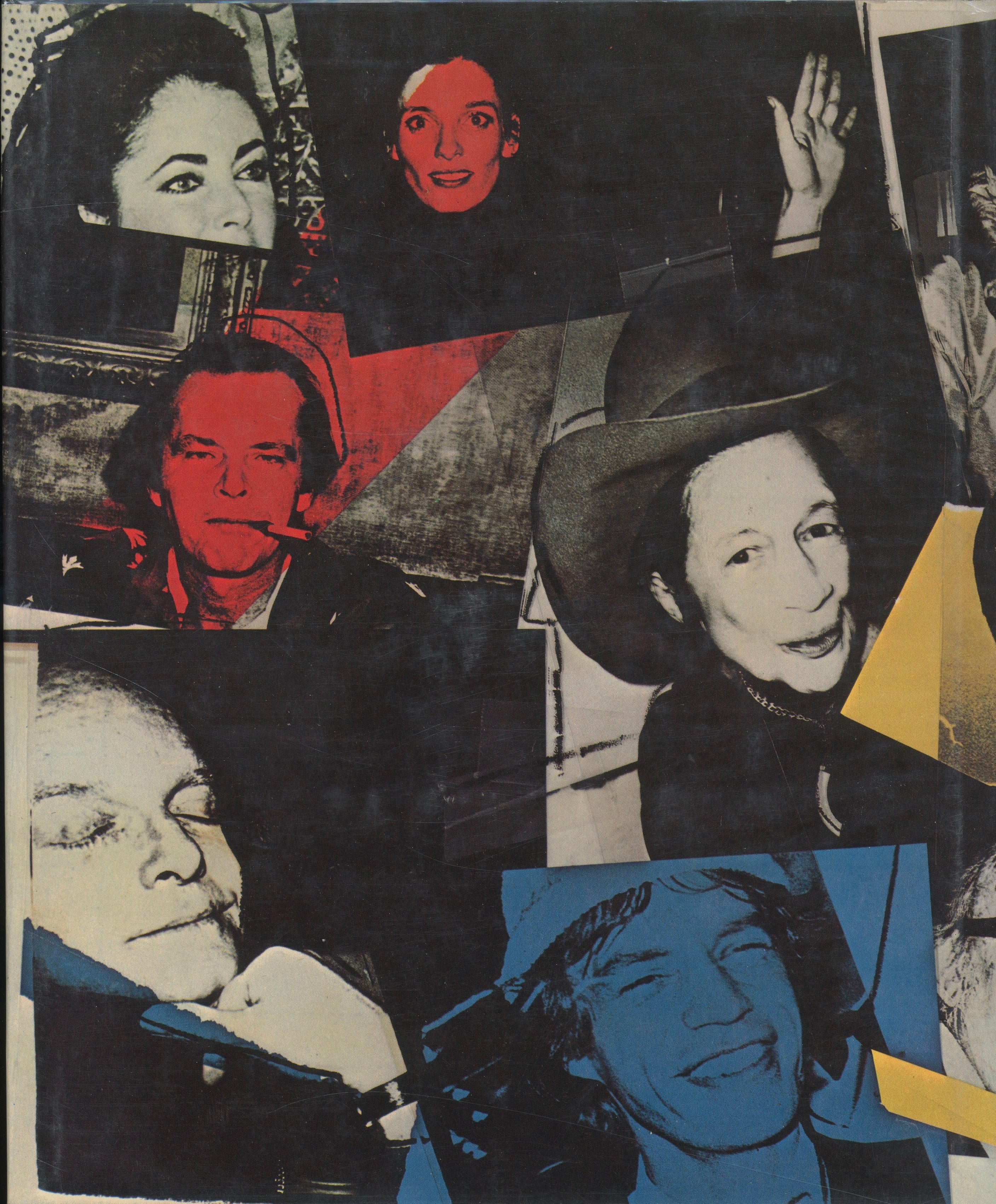 Back cover and spine detail of Andy Warhol’s Exposures featuring celebrity portraits by Andy Warhol.