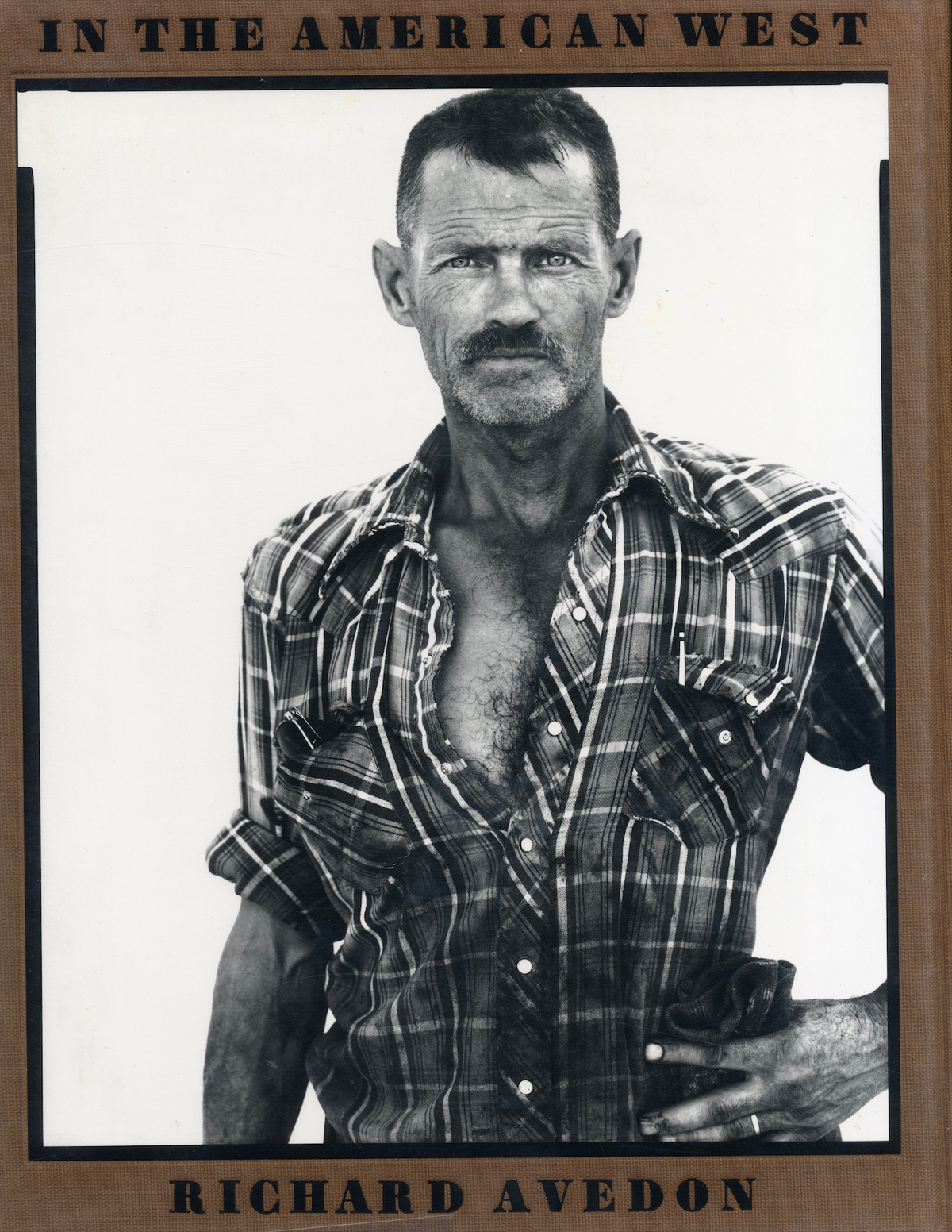 In the American West Richard Avedon back cover portrait plaid shirt Thames Hudson 1985 intermission books.