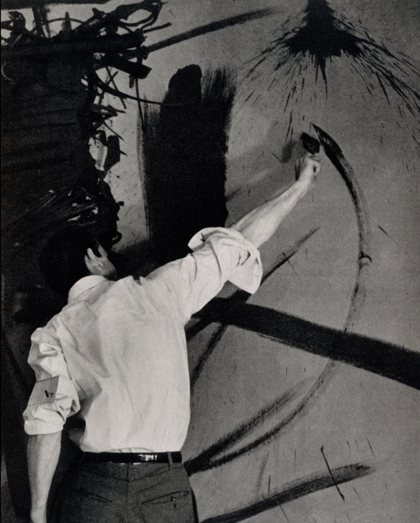 Interior portrait Joan Miro Denise Colomb black and white.