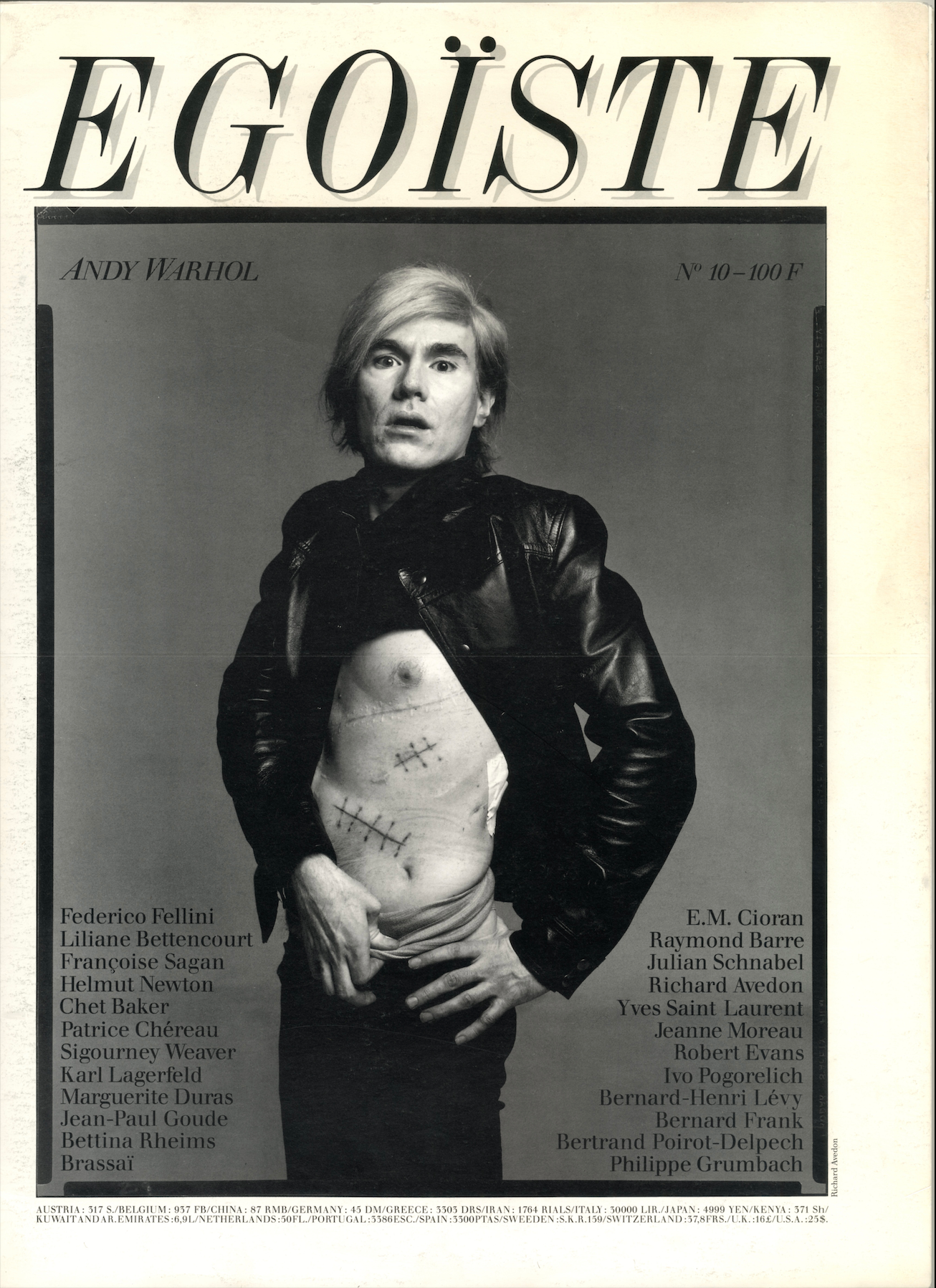 Egoïste No. 10 1985 cover Andy Warhol Richard Avedon rare insert included vintage magazine.
