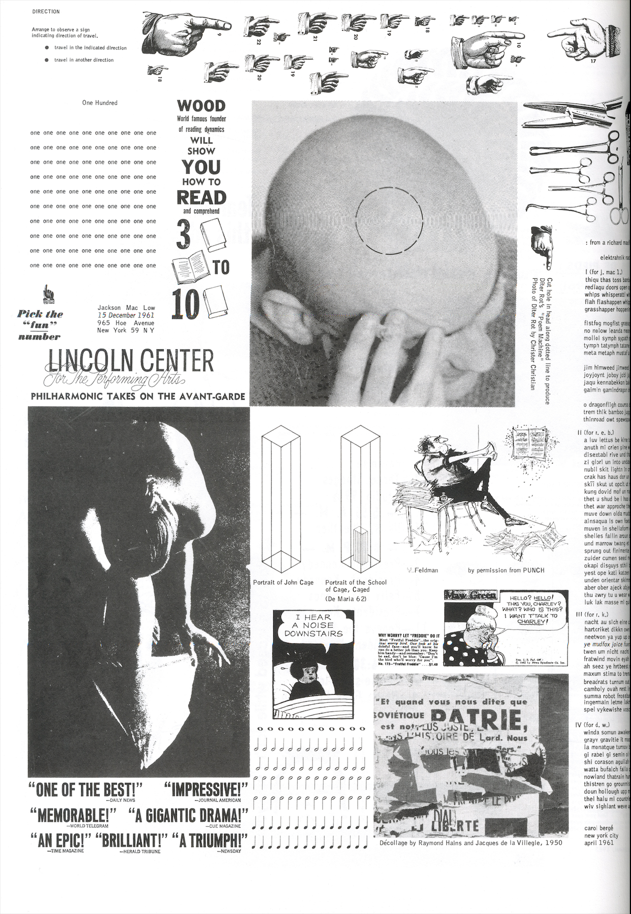 Fluxus newspaper typography collage detail.