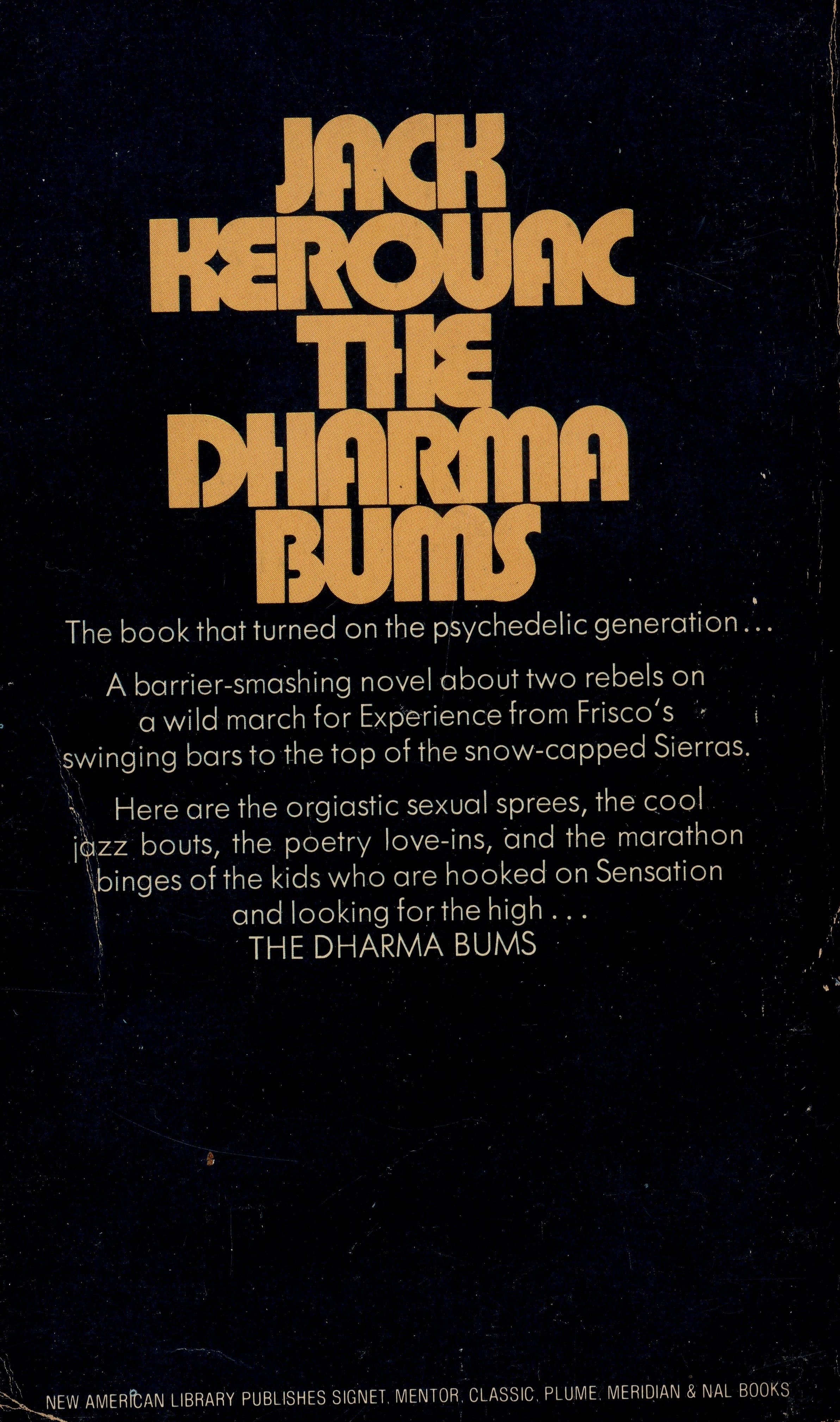 Jack Kerouac The Dharma Bums Signet 1972 back cover.