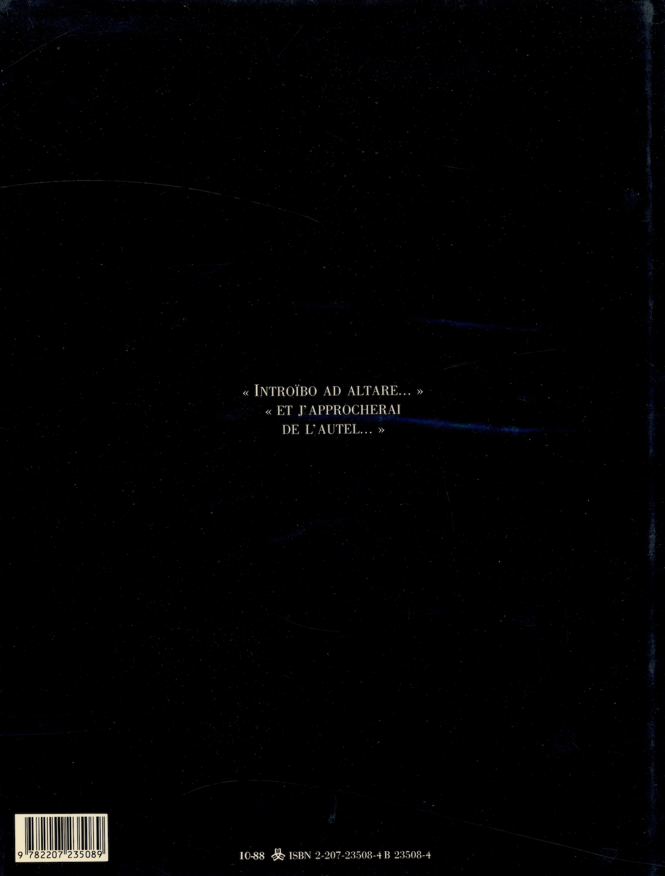L Ordre des Tenebres Denoel hardcover back cover.
