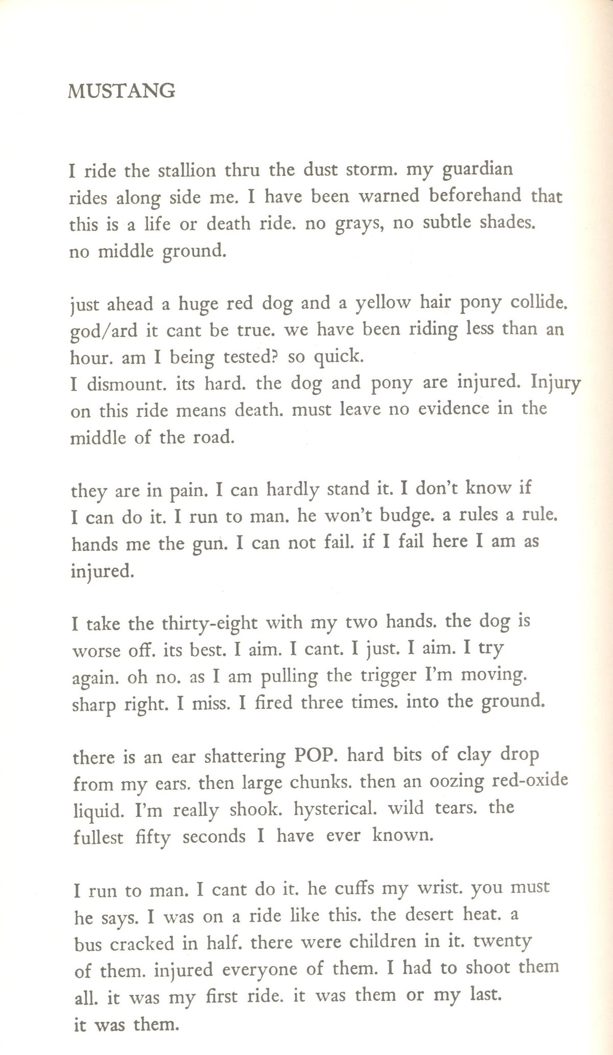 Page from Witt with a prose poem, Gotham Book Mart, New York 1973.