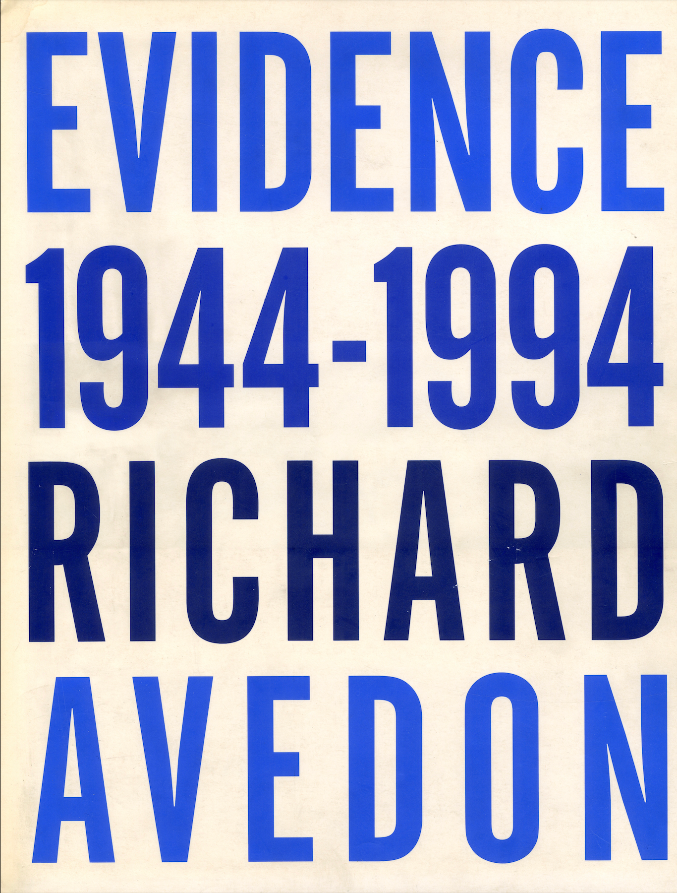 Front cover Evidence 1944–1994 Richard Avedon Whitney catalogue.