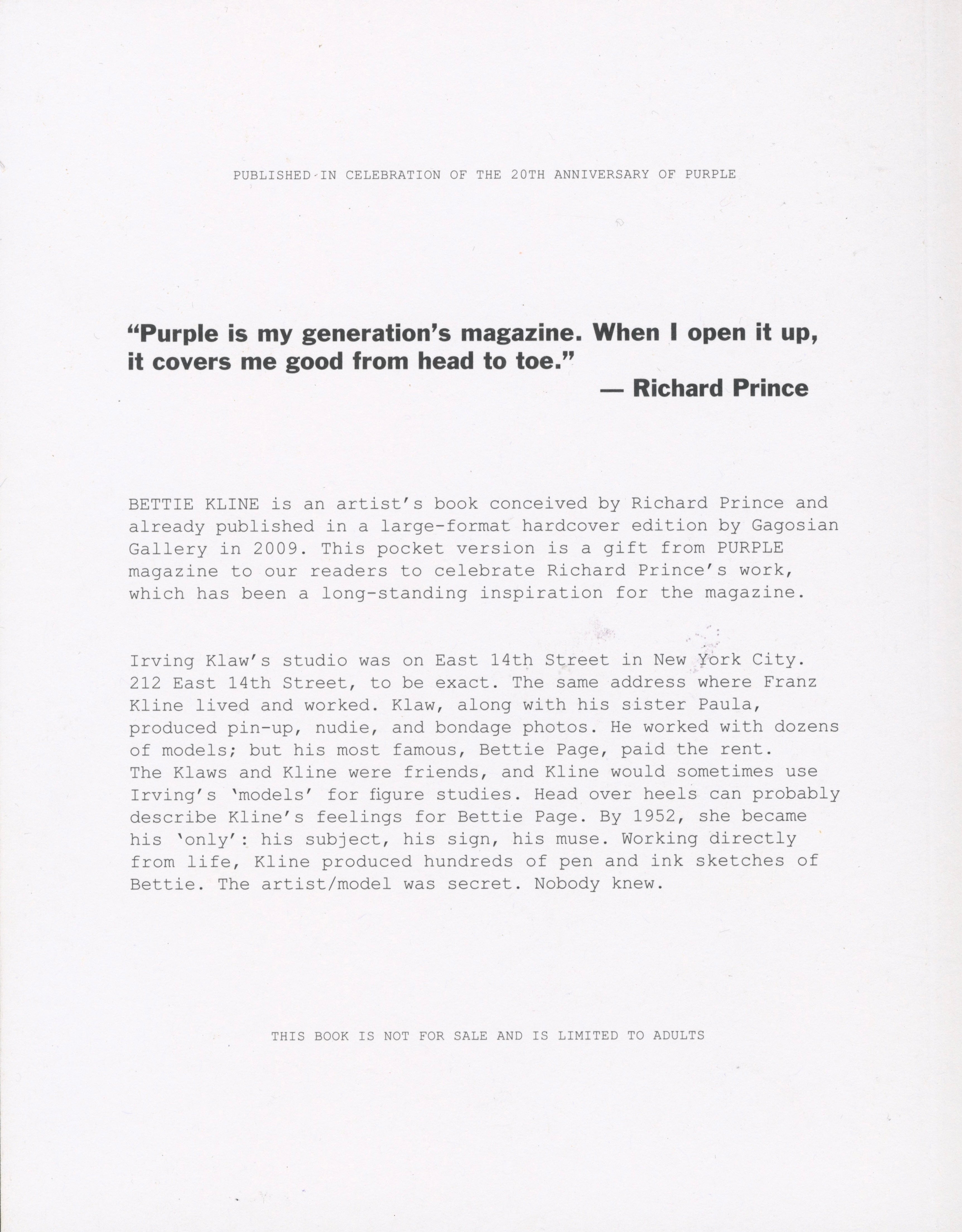 BETTIE KLINE - PURPLE POCKET BOOK 2012