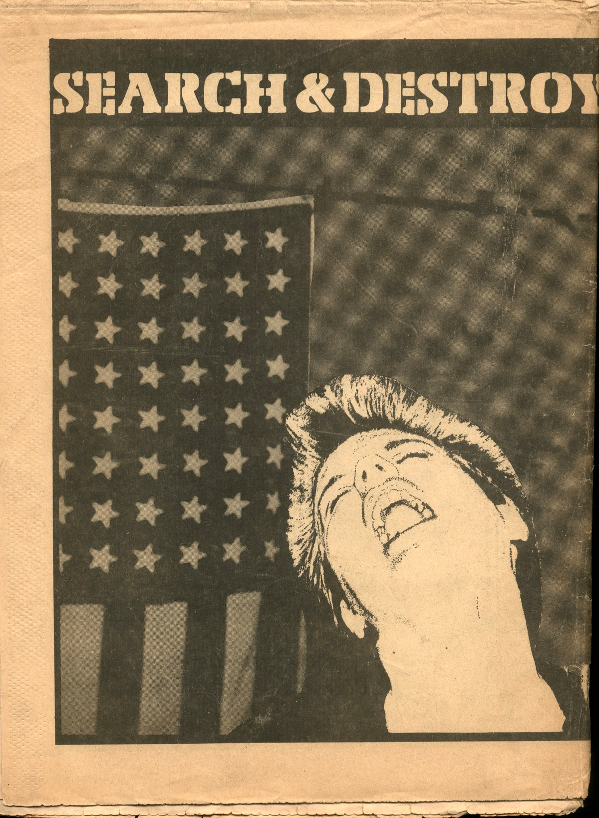 Search & Destroy No. 4 page with a screaming face over an American flag.