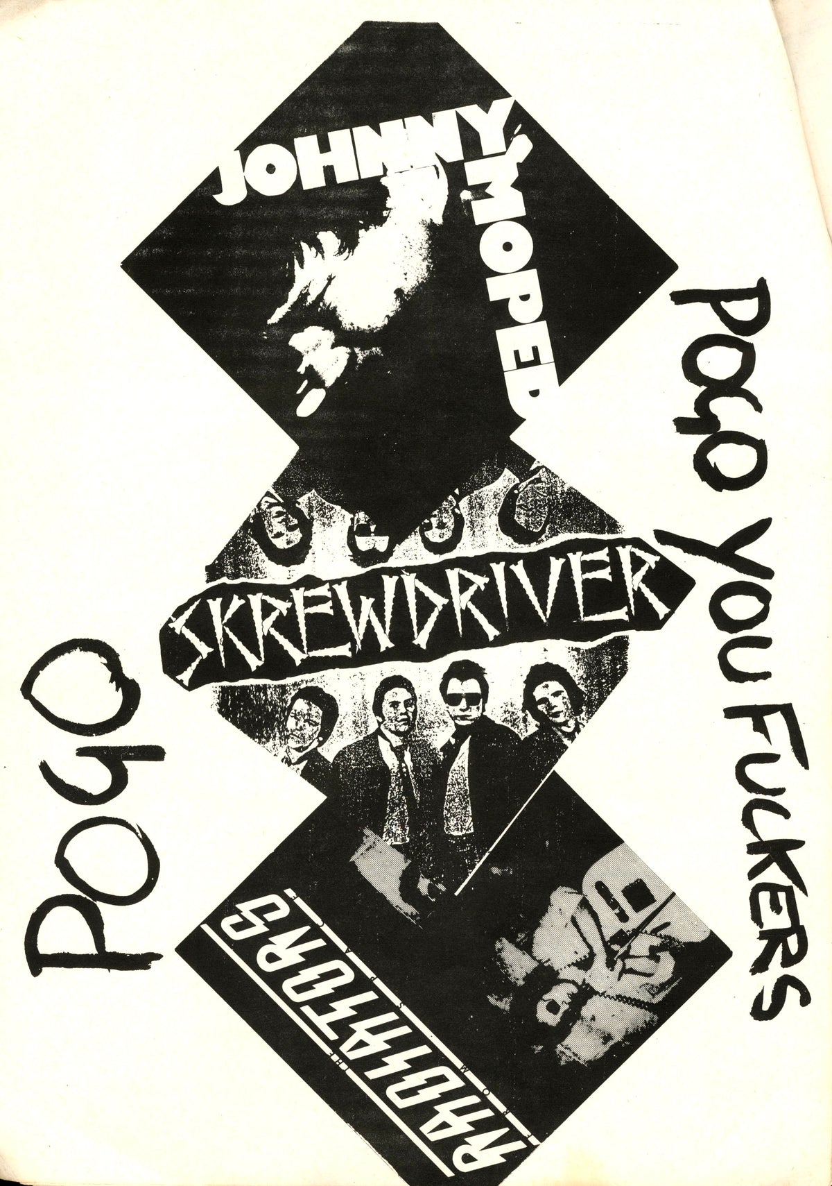 Pogo advertisement for Johnny Moped and other punk singles in Sniffin' Glue No. 11, July 1977.