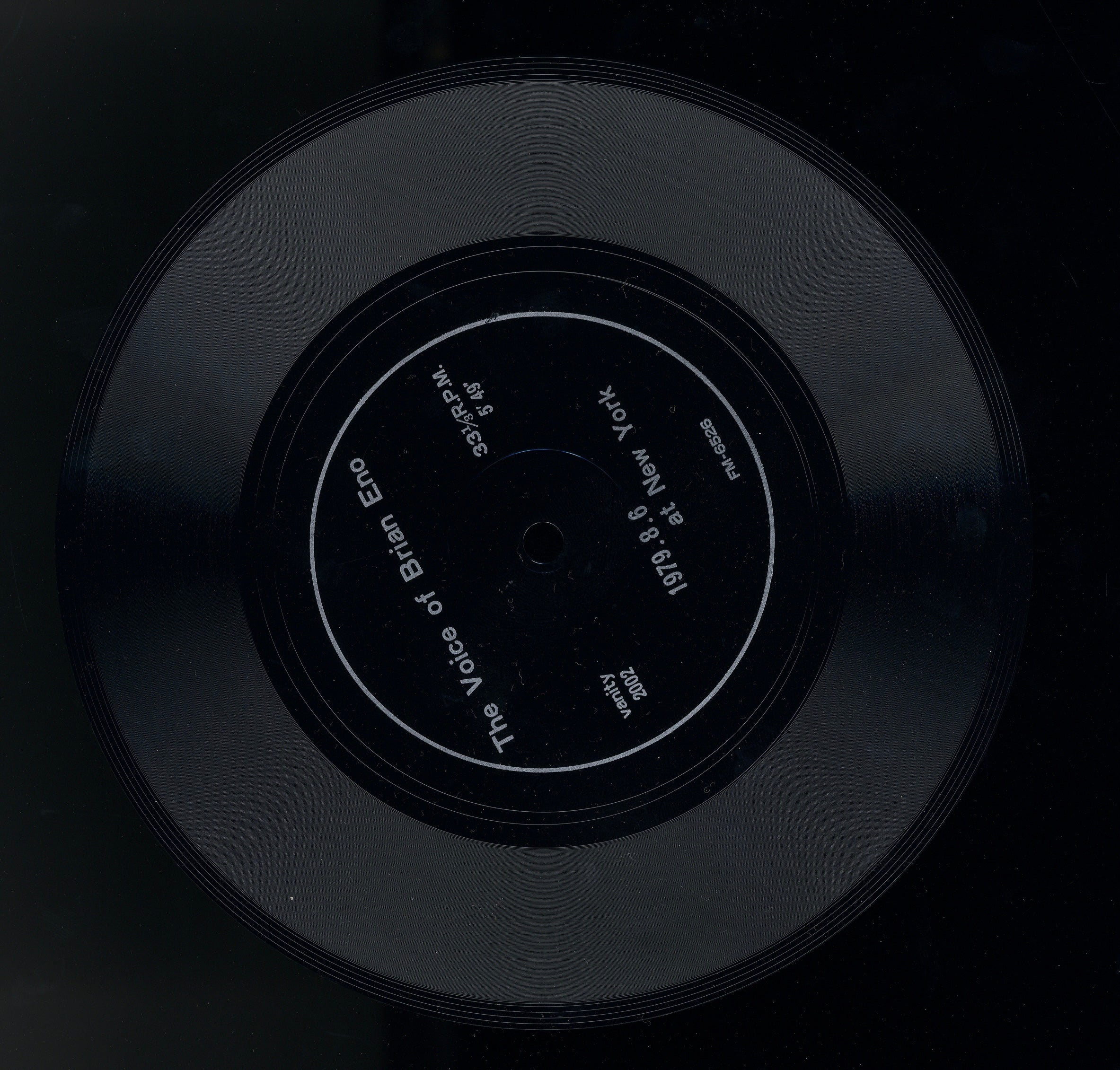 Front view of the original flexi-vinyl The Voice of Brian Eno 33⅓ RPM (1979).