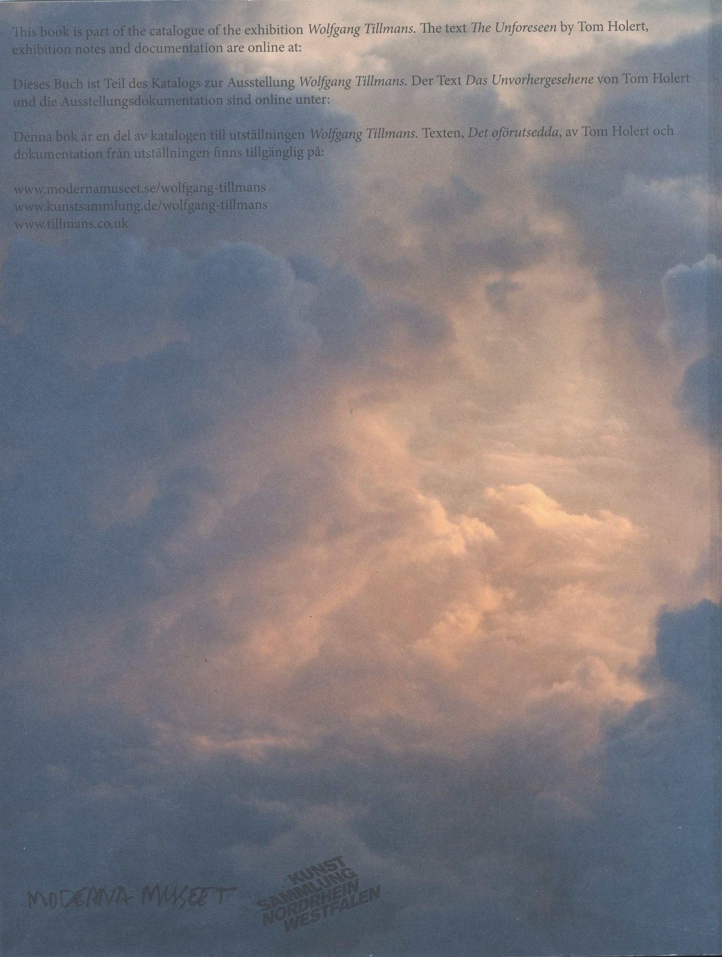 Back cover and spine detail of Wolfgang Tillmans photography catalogue published in 2013.