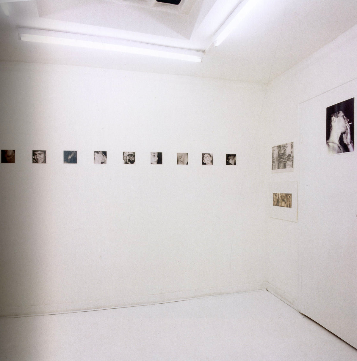 Framed blurred photocopy work hanging on a white wall, installation view in Wolfgang Tillmans: Lighter.